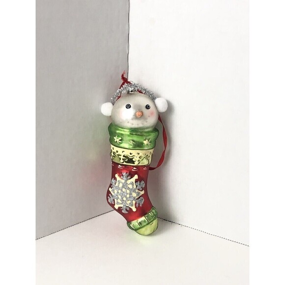 Lot of 4 Vintage Hand Blown Glass Christmas Tree Ornament Snowmen Collectibles - Picture 5 of 12